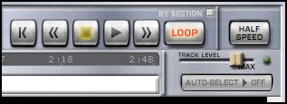 Gearbox Player loop and half-speed buttons 